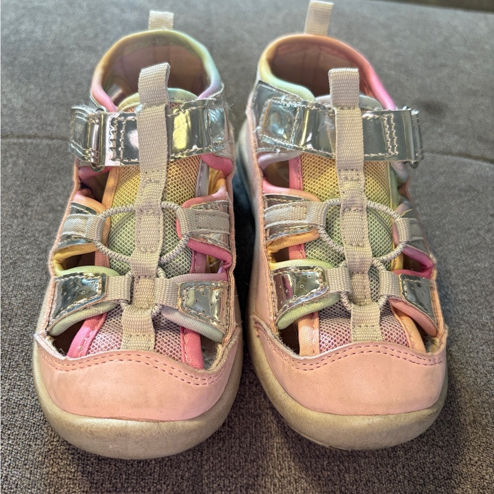 OshKosh B'gosh Pink and Silver Sandals with Velcro Closures